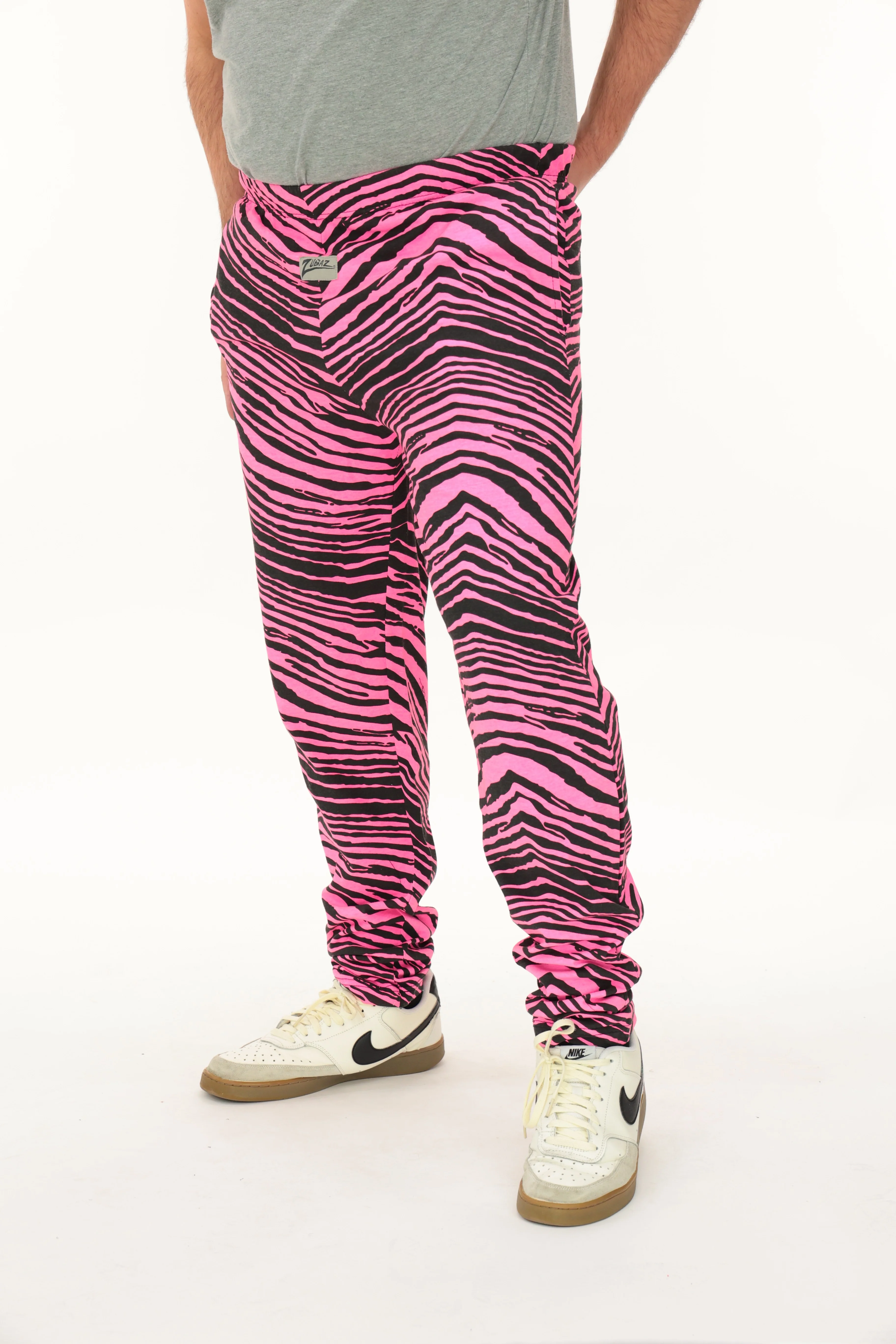 Zubaz Youth Unisex Z88 2 Color Zebra Pant, BLACK/FLUORESCENT PINK - Image 2