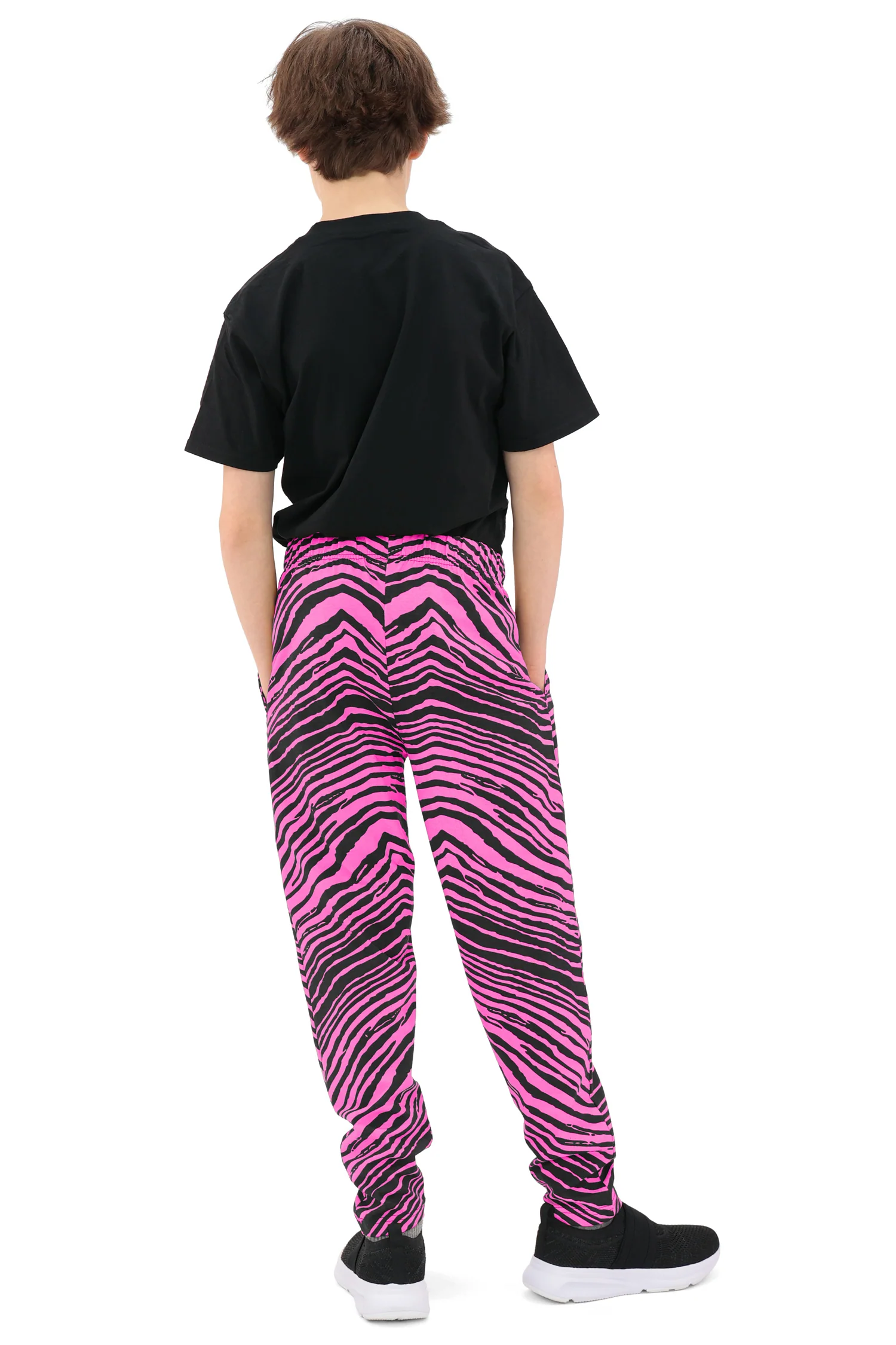Zubaz Youth Unisex Z88 2 Color Zebra Pant, BLACK/FLUORESCENT PINK - Image 9