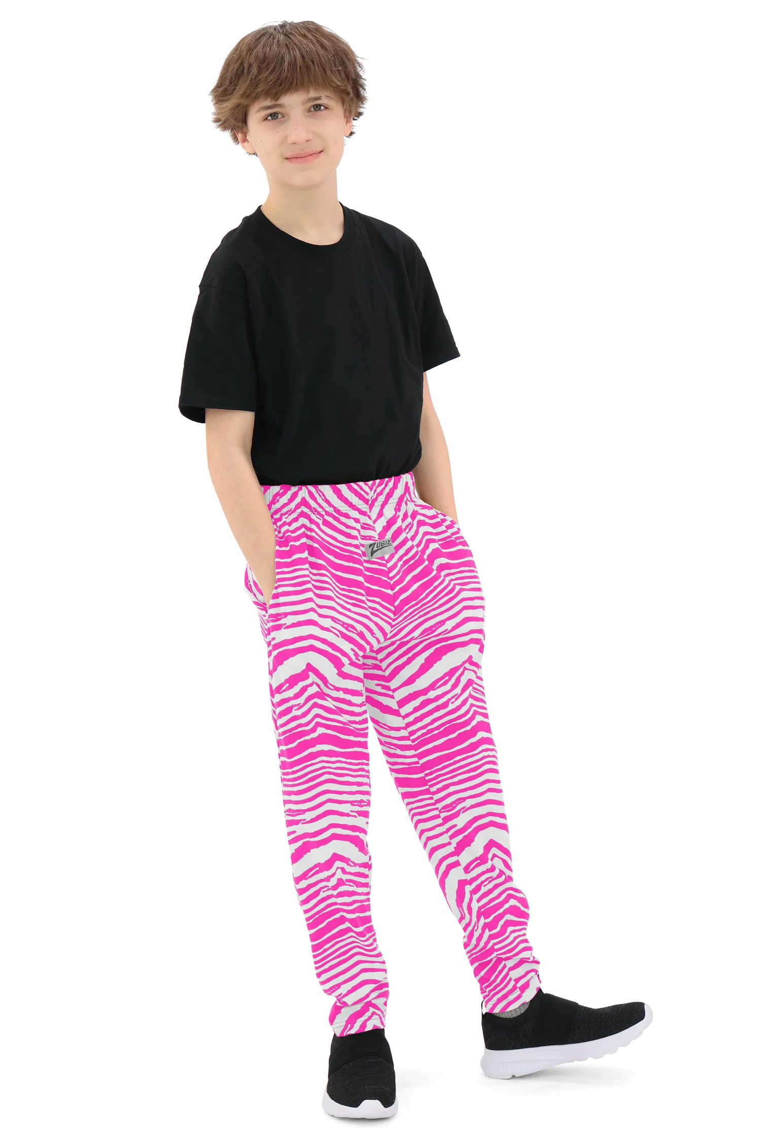 Zubaz Youth Unisex Z88 2 Color Zebra Pant, FLUORESCENT PINK/WHITE - Image 7
