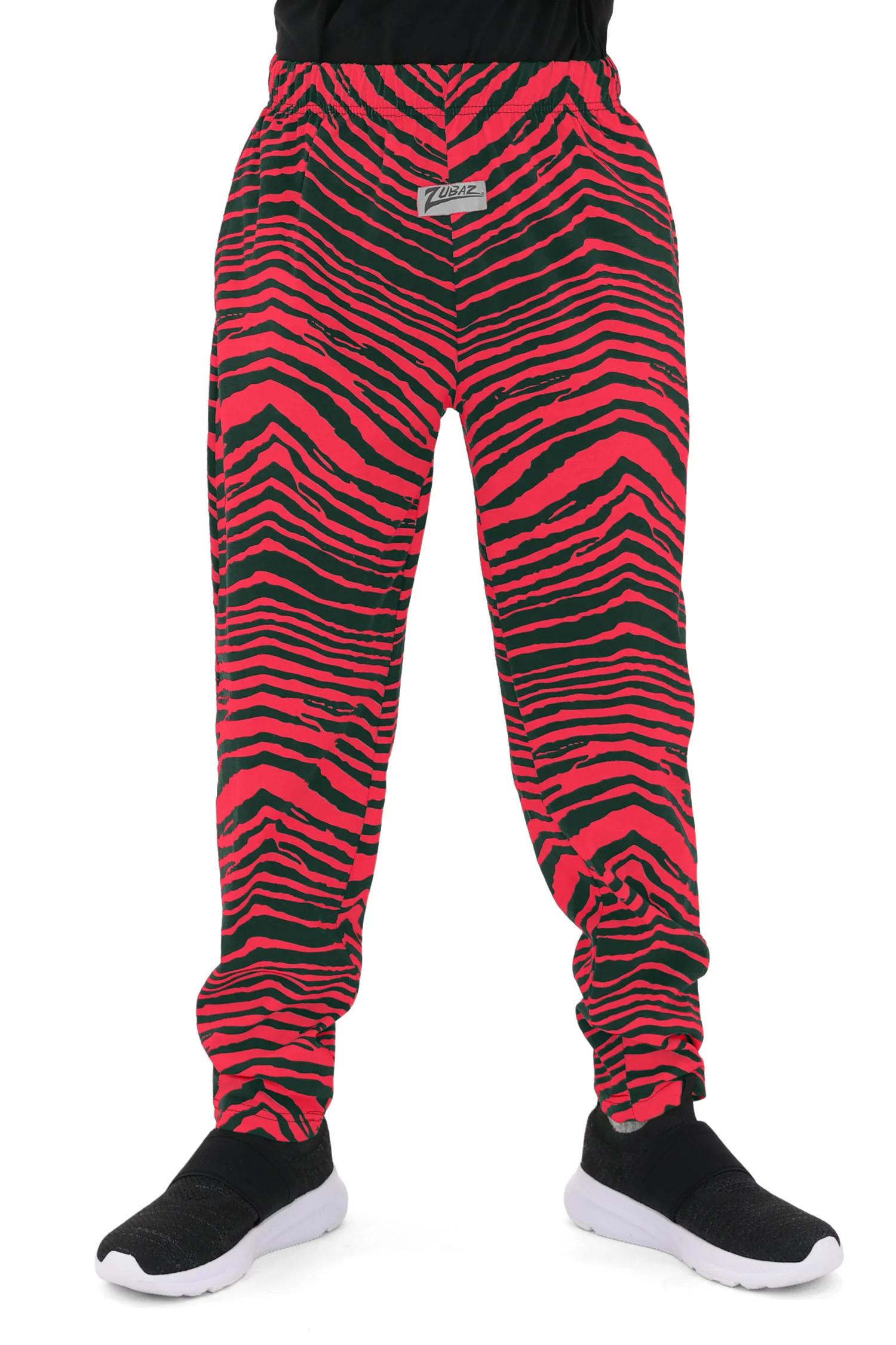 Zubaz Youth Unisex Z88 2 Color Zebra Pant, GREEN/RED