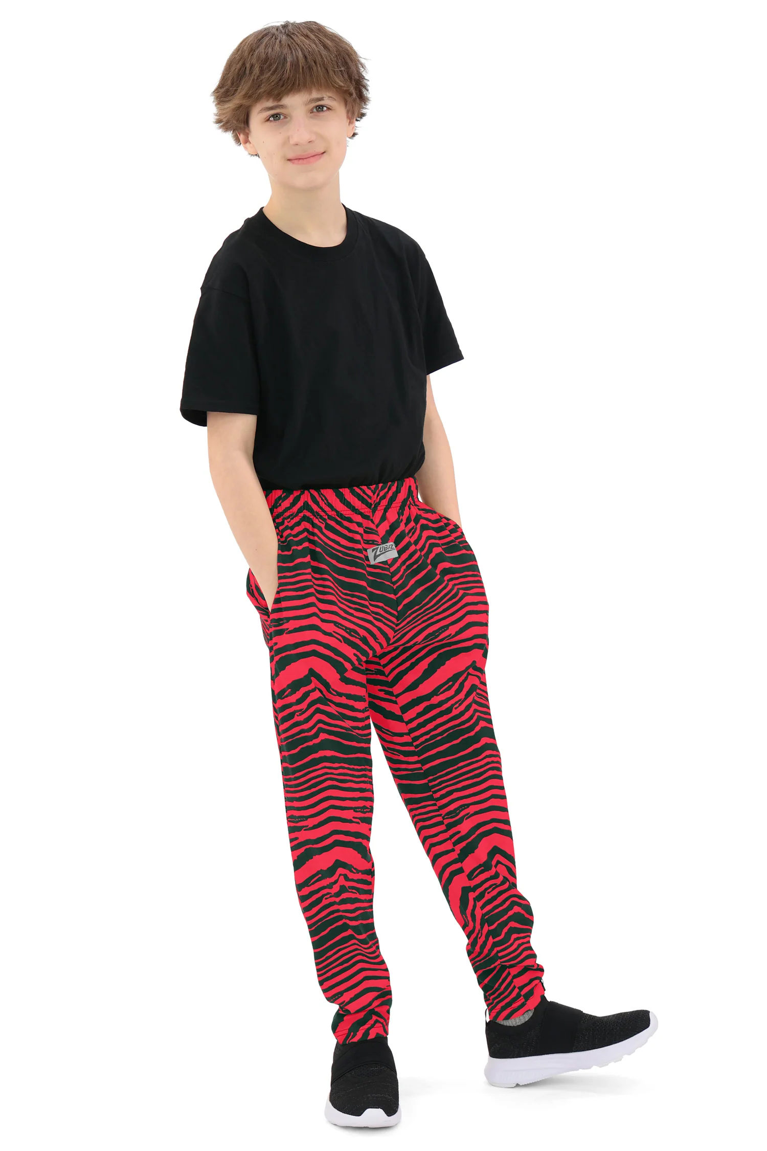 Zubaz Youth Unisex Z88 2 Color Zebra Pant, GREEN/RED - Image 7