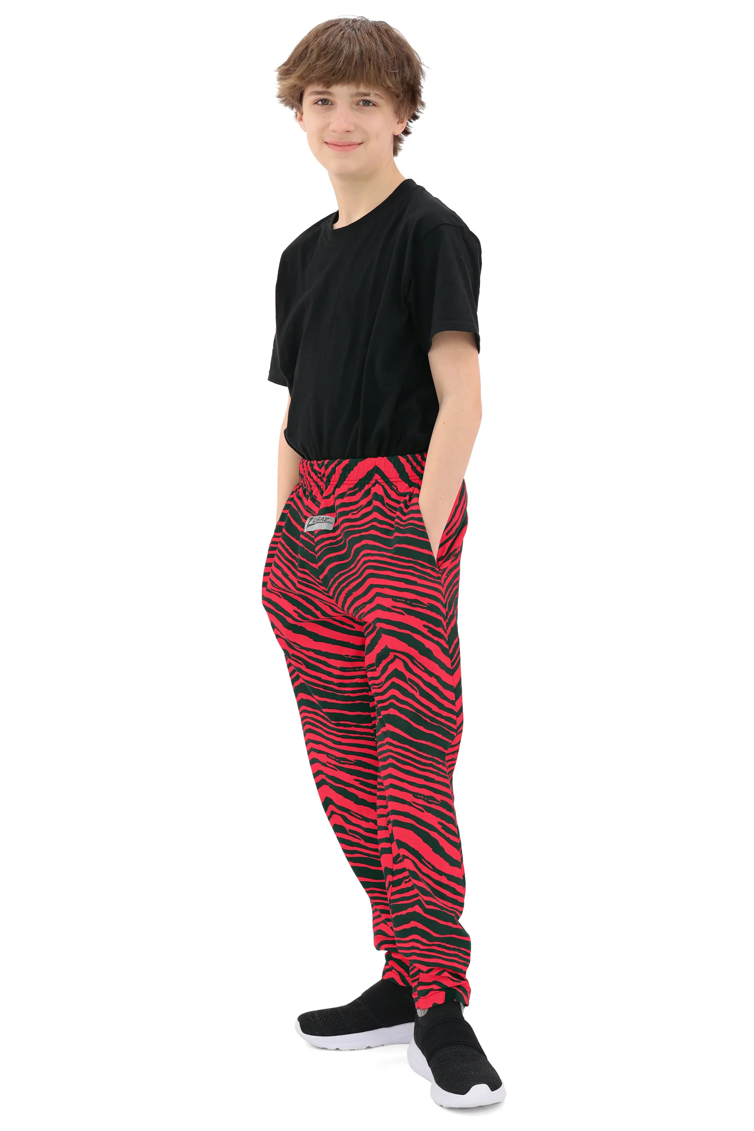 Zubaz Youth Unisex Z88 2 Color Zebra Pant, GREEN/RED - Image 8