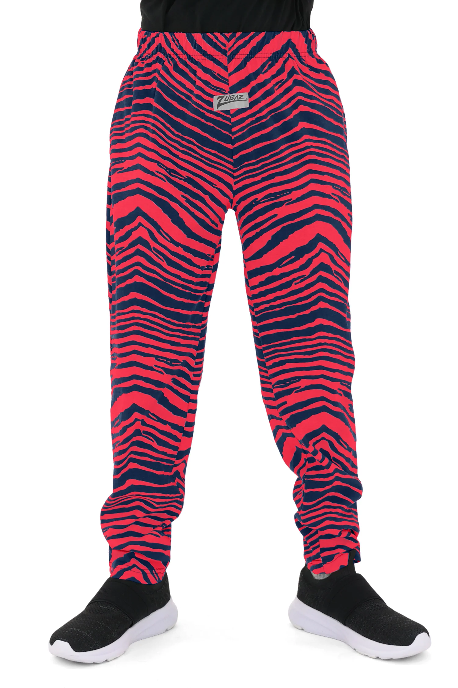 Zubaz Youth Unisex Z88 2 Color Zebra Pant, Navy/RED