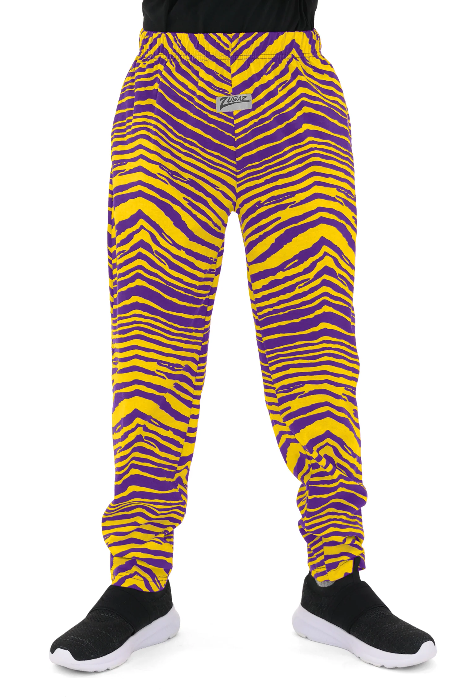 Zubaz Youth Unisex Z88 2 Color Zebra Pants, Purple/Yellow - Image 6